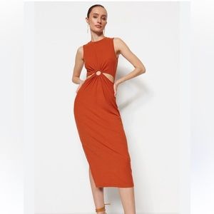 NWT  Fitted Midi Ribbed Stretchy Knitted Dress size extra large